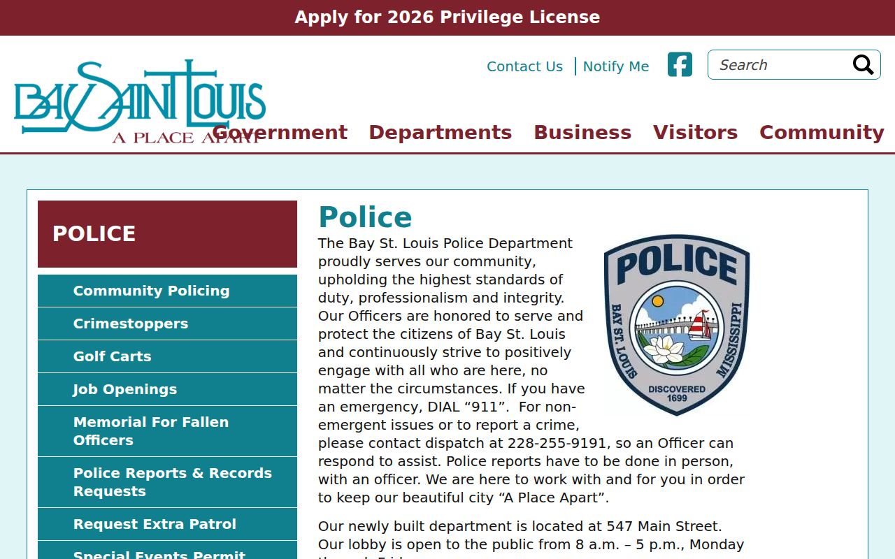 Bay St. Louis warrant records police contact