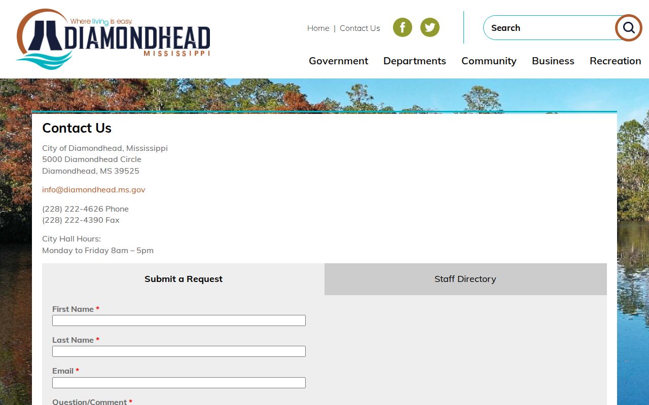 Diamondhead warrant records clerk contact