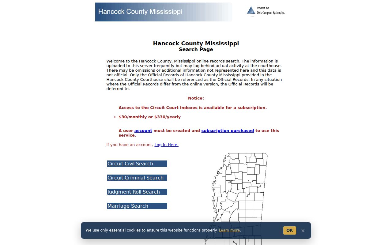 Hancock County warrant records online index